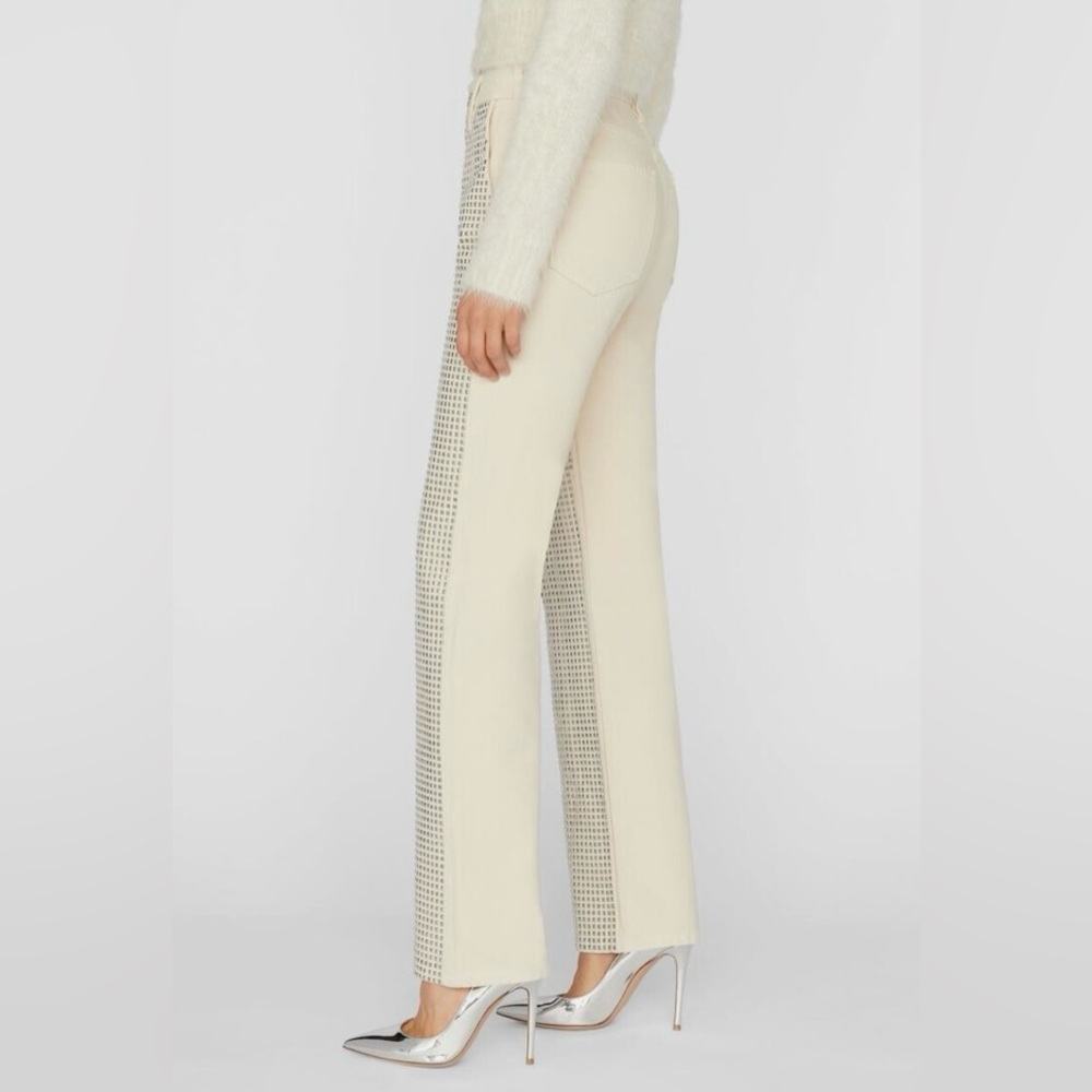 FRAME Denim Le Jane High Rise Straight Studded Trouser Jeans Au Natural 27 - Picture 3 of 5